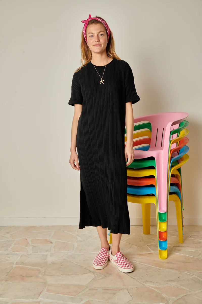 Robe Coton BIO Plissée - Noir