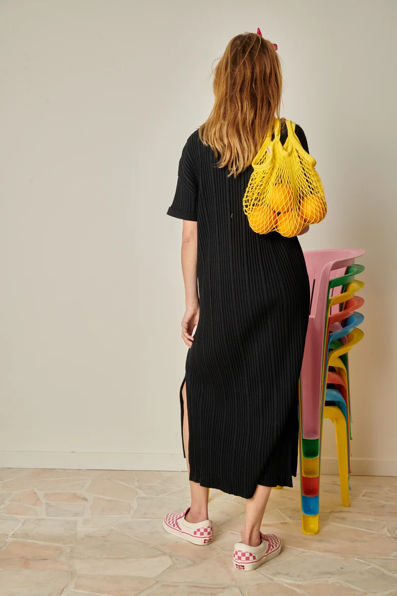 Robe Coton BIO Plissée - Noir