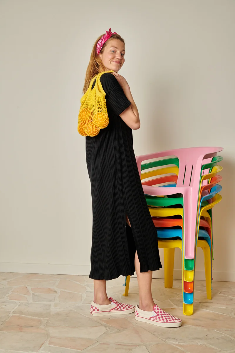 Robe Coton BIO Plissée - Noir