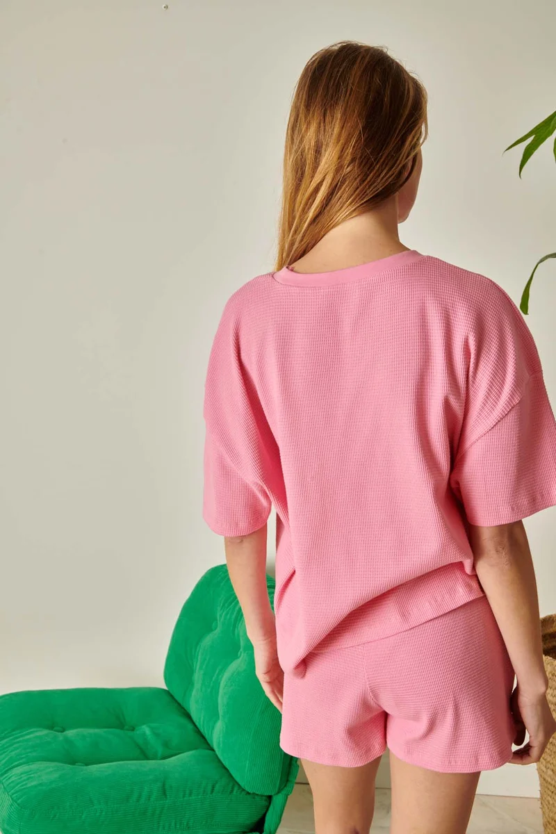 Pyjama Gaufré Coton BIO - Rose