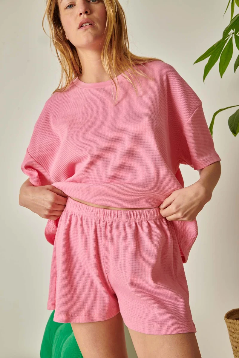 Pyjama Gaufré Coton BIO - Rose