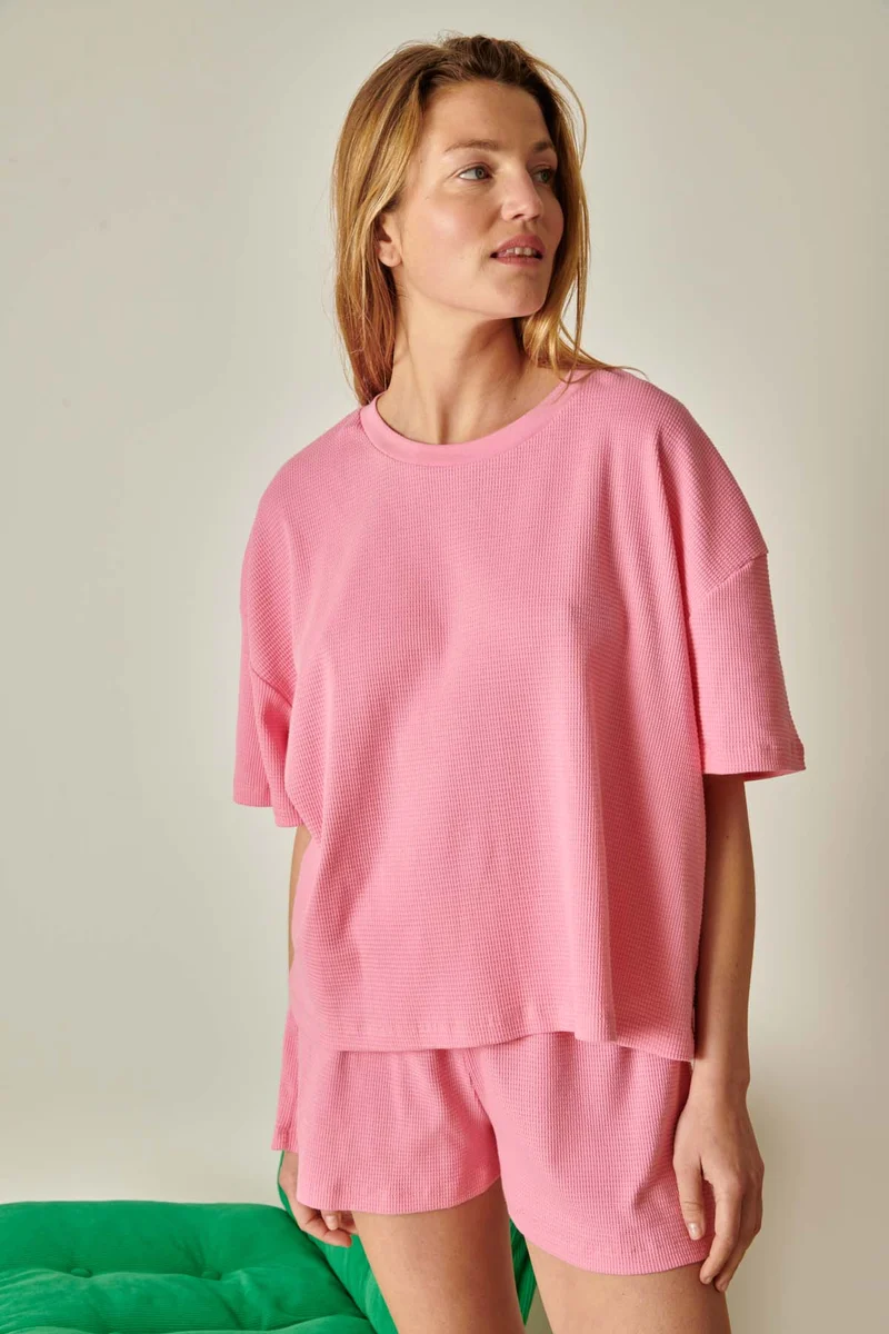 Pyjama Gaufré Coton BIO - Rose