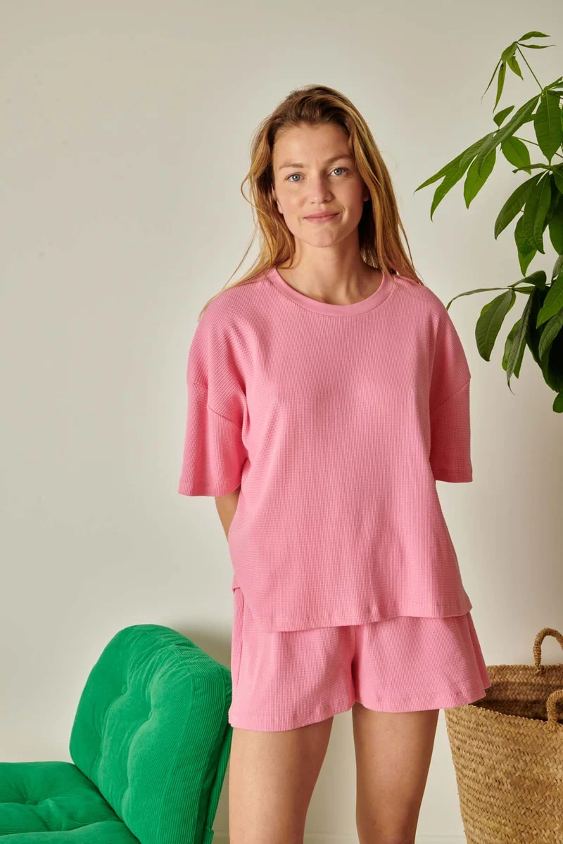 Pyjama Gaufré Coton BIO - Rose