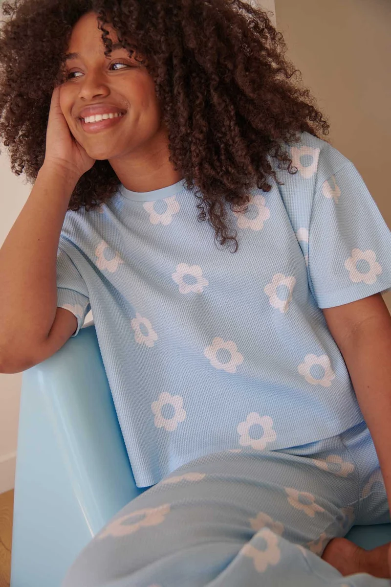 Pyjama Coton Gaufré - Clodette Bleu