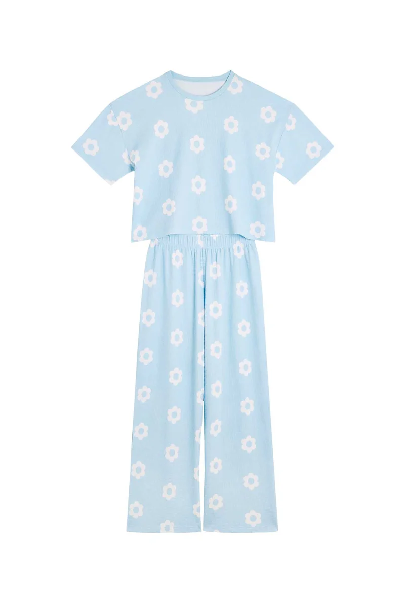 Pyjama Coton Gaufré - Clodette Bleu