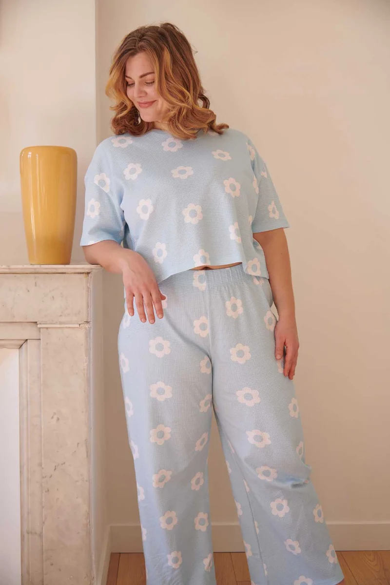 Pyjama Coton Gaufré - Clodette Bleu