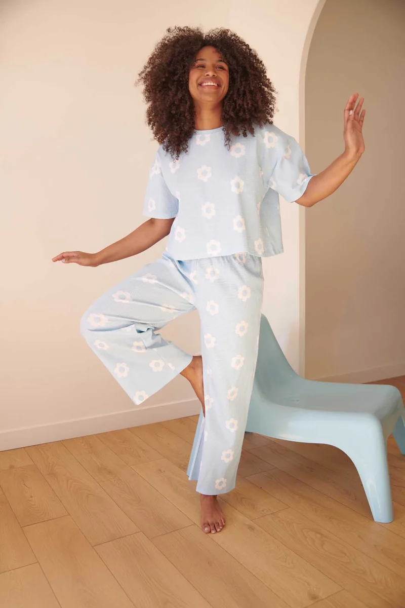 Pyjama Coton Gaufré - Clodette Bleu