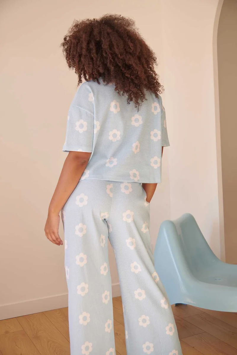 Pyjama Coton Gaufré - Clodette Bleu
