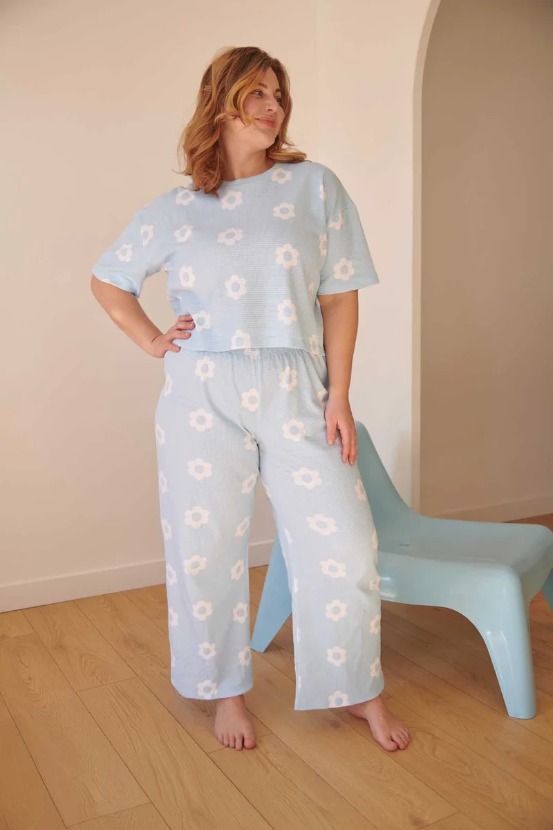 Pyjama Coton Gaufré - Clodette Bleu