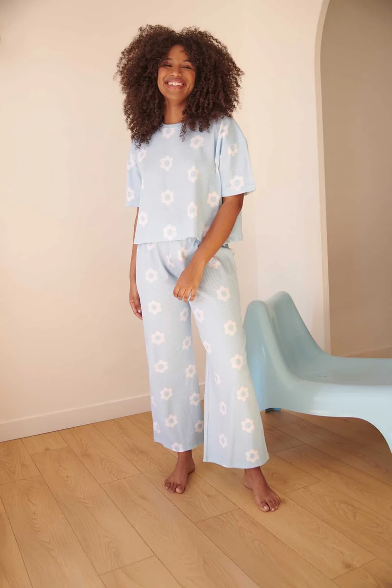Pyjama Coton Gaufré - Clodette Bleu