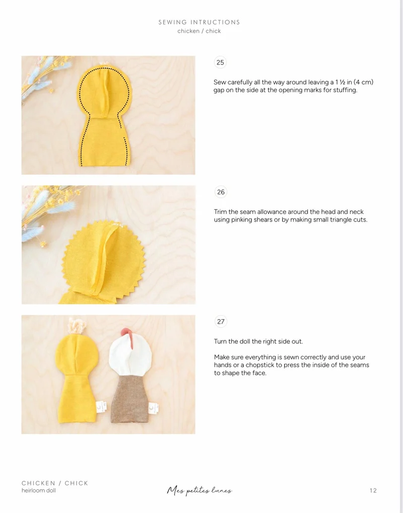 Patron de couture PDF | Peluche Poule / Poulet | Mes Petites Lunes