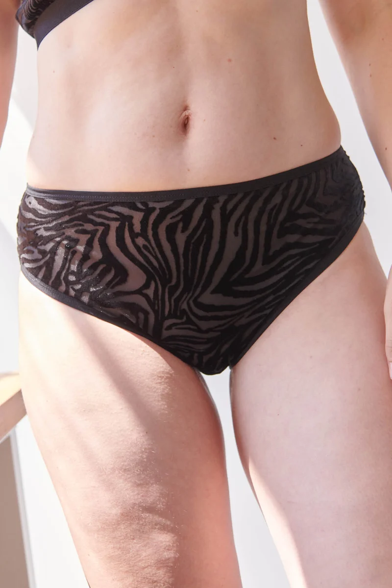 Culotte Taille Haute Tulle - Zèbre Noir