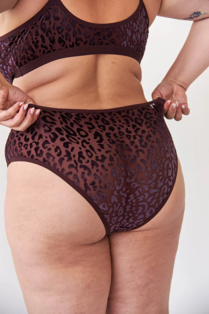 Culotte Taille Haute Tulle - Léopard Prune
