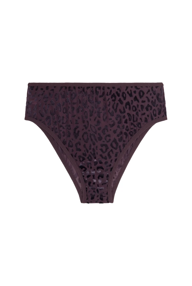 Culotte Taille Haute Tulle - Léopard Prune