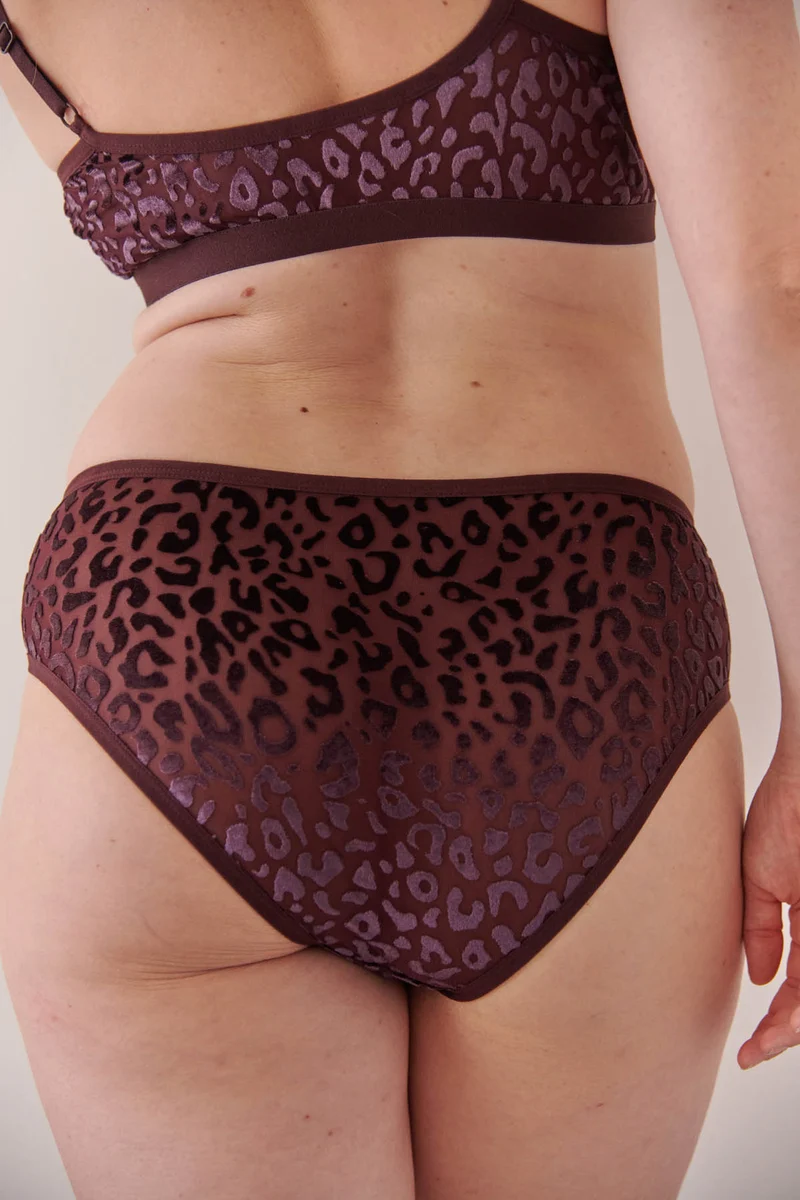 Culotte Taille Haute Tulle - Léopard Prune