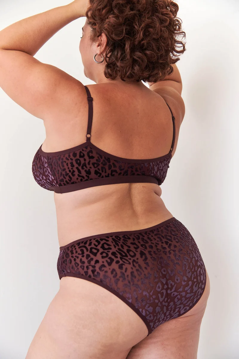 Culotte Taille Haute Tulle - Léopard Prune