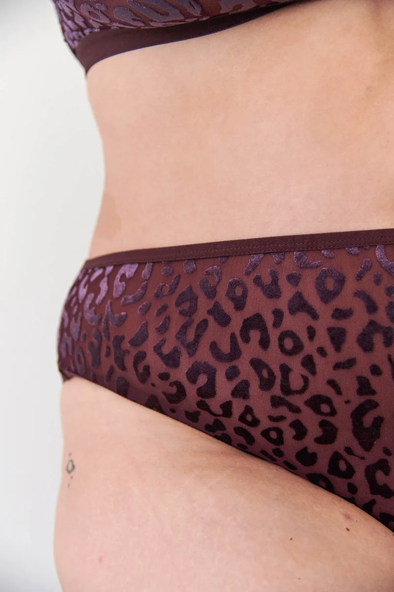 Culotte Taille Haute Tulle - Léopard Prune