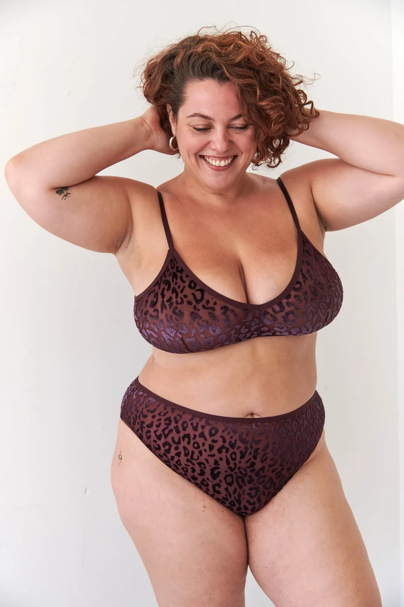 Culotte Taille Haute Tulle - Léopard Prune