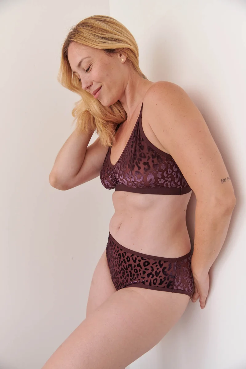 Culotte Taille Haute Tulle - Léopard Prune
