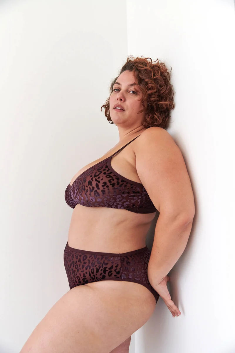Culotte Taille Haute Tulle - Léopard Prune