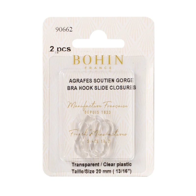 BOHIN | Crochets pour bretelles de soutien-gorge | Transparent | 20 mm (3/4 po) | 2 pièces