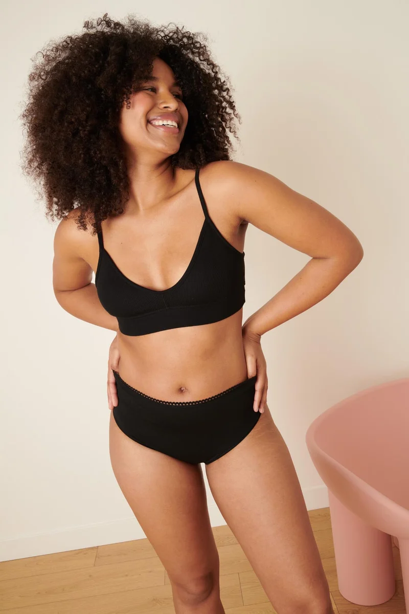Culotte Taille Haute Coton BIO - Pirate Black