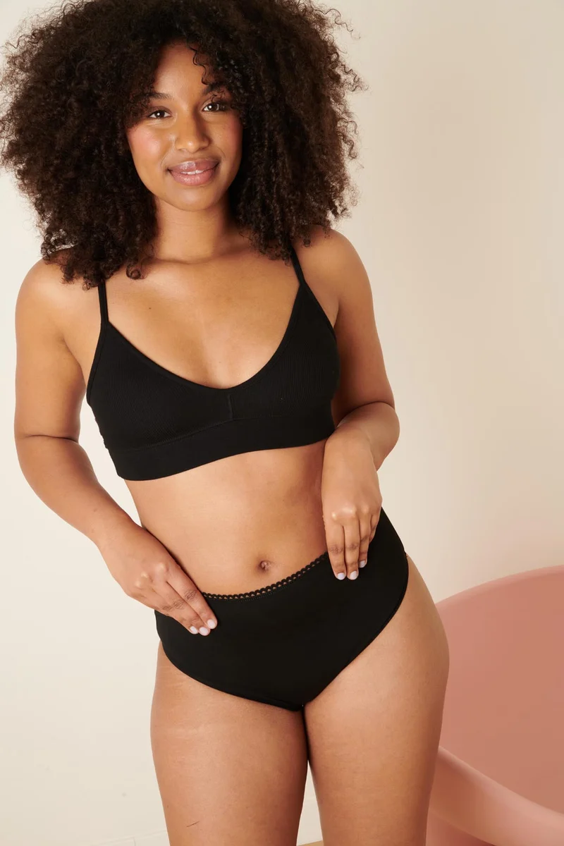 Culotte Taille Haute Coton BIO - Pirate Black