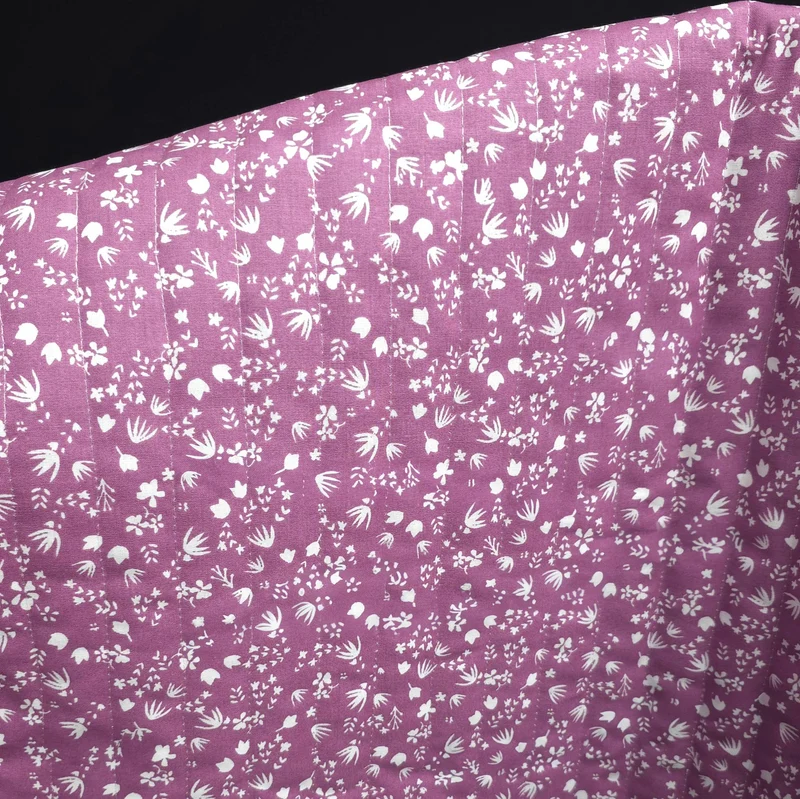 Coton matelassé réversible | Floral camel & prairie violette