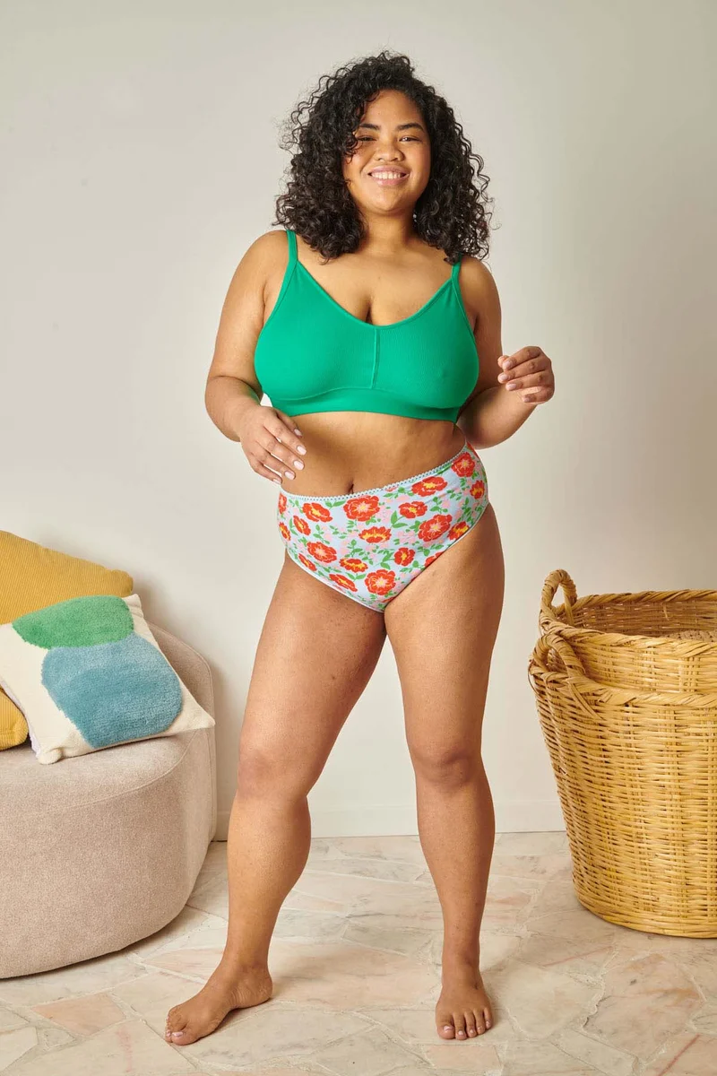 Culotte Taille Haute Coton BIO - Rosa Bleu Ciel