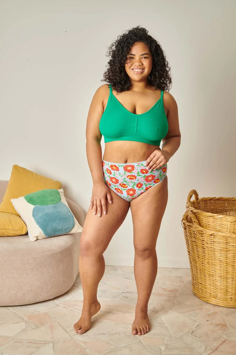 Culotte Taille Haute Coton BIO - Rosa Bleu Ciel
