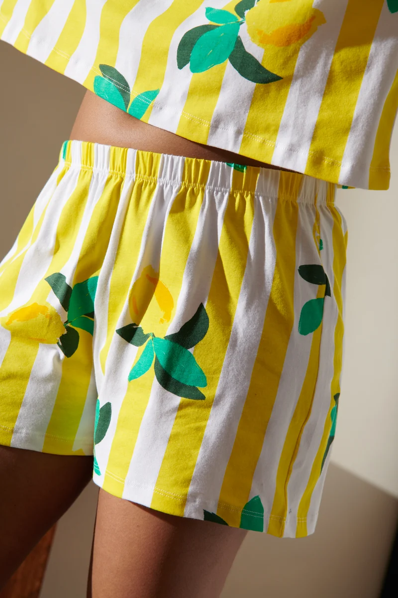 Pyjama Coton BIO - Citrons Rayures Jaunes