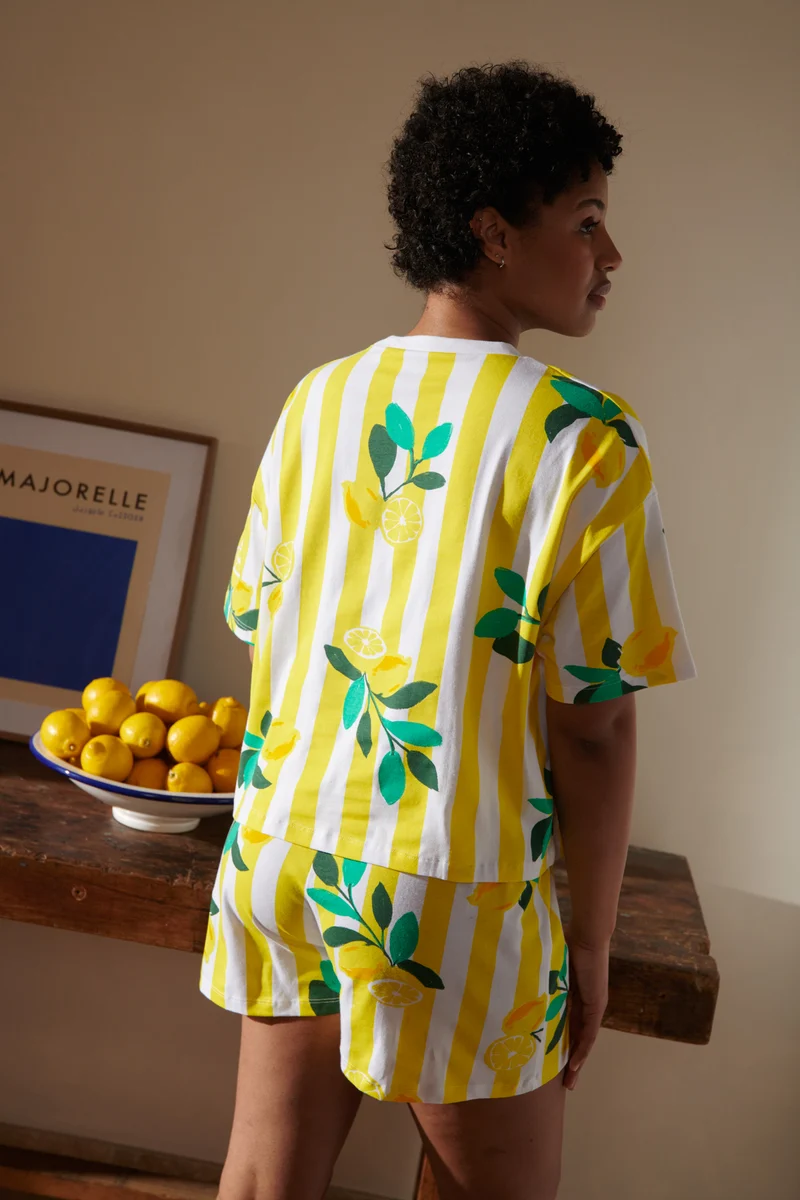Pyjama Coton BIO - Citrons Rayures Jaunes