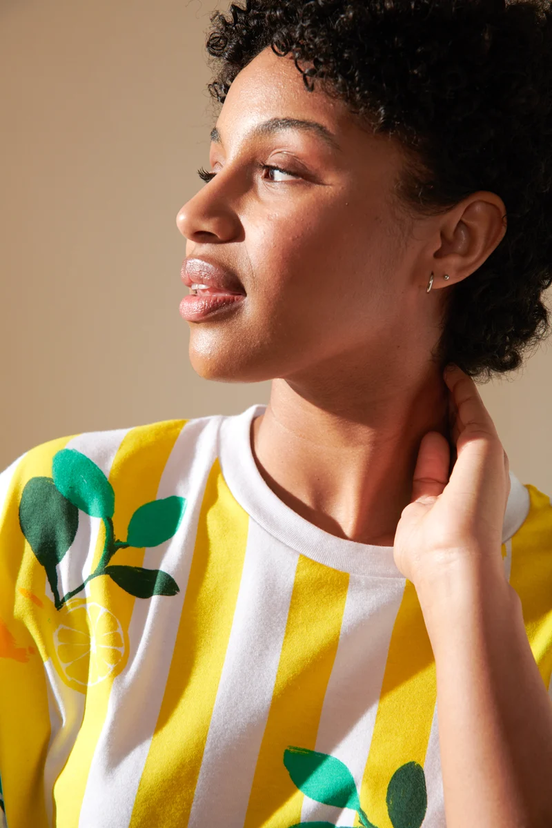 Pyjama Coton BIO - Citrons Rayures Jaunes