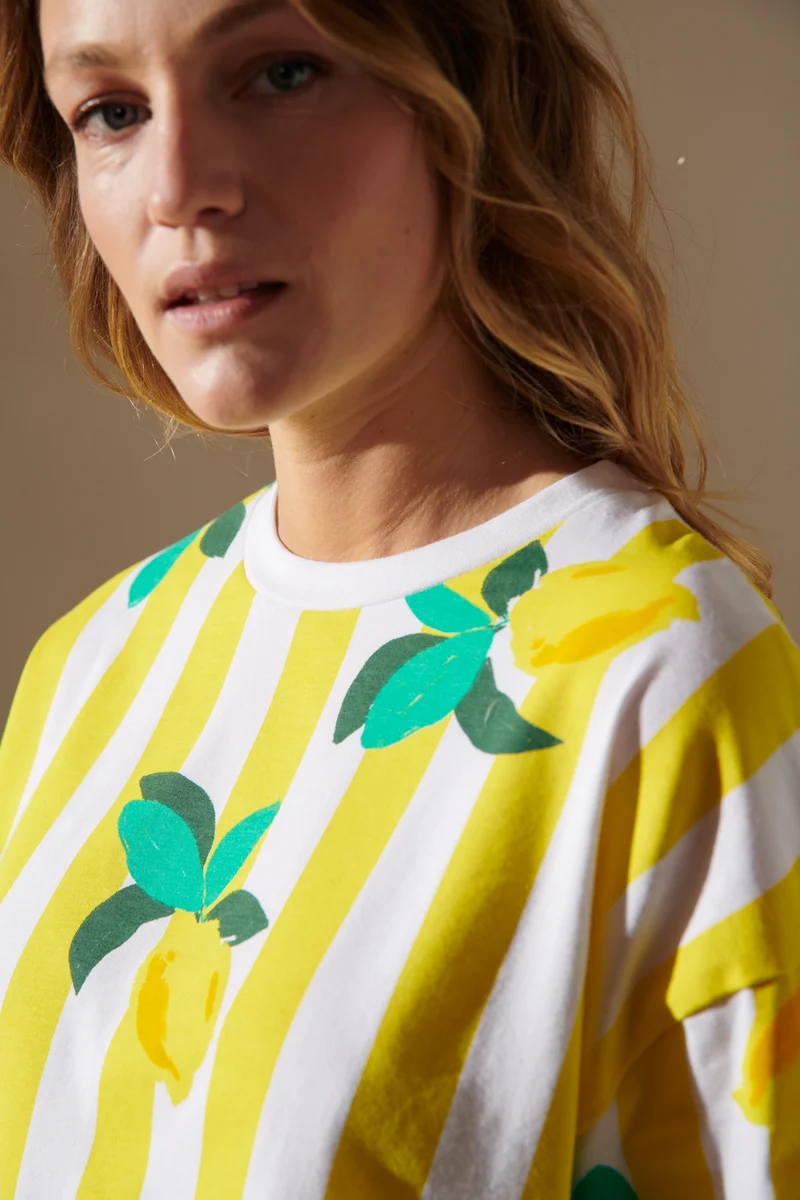 Pyjama Coton BIO - Citrons Rayures Jaunes