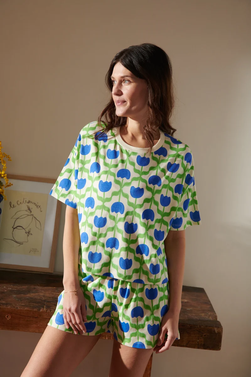 Pyjama Coton BIO - Tulipes Bleues