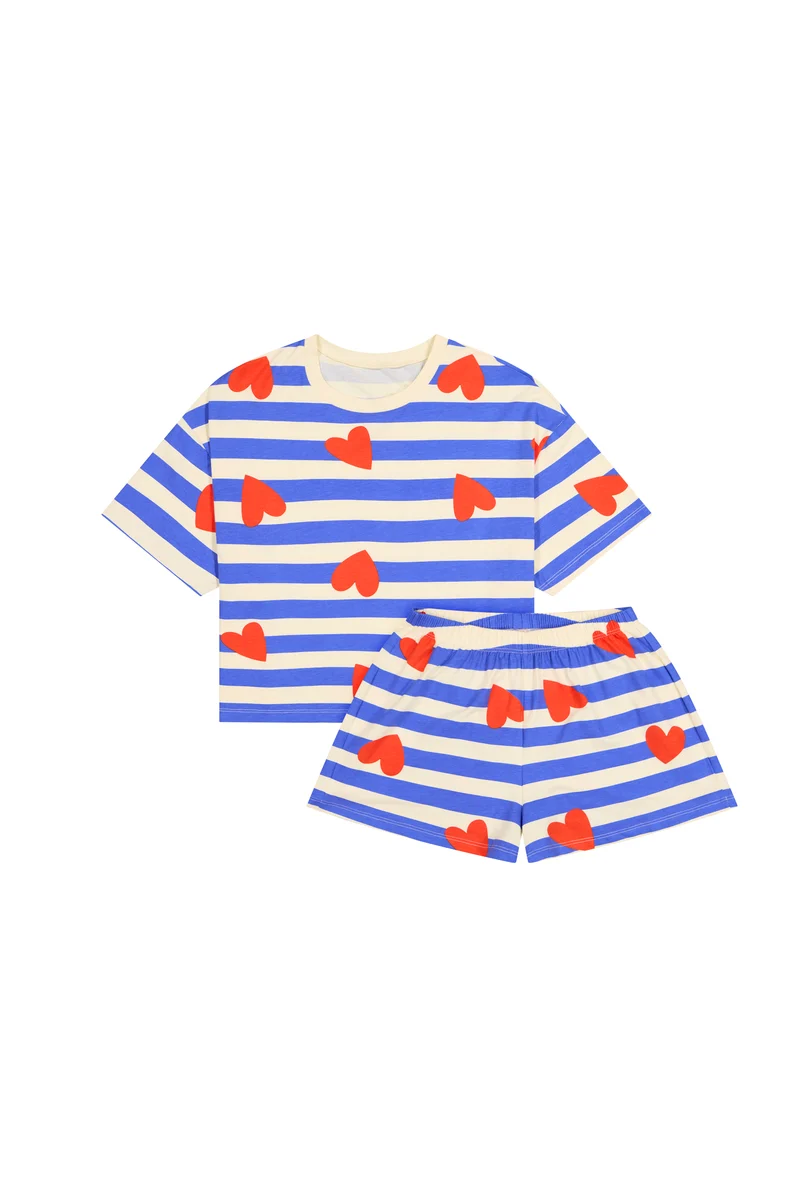 Pyjama Coton BIO - Marinière Coeurs