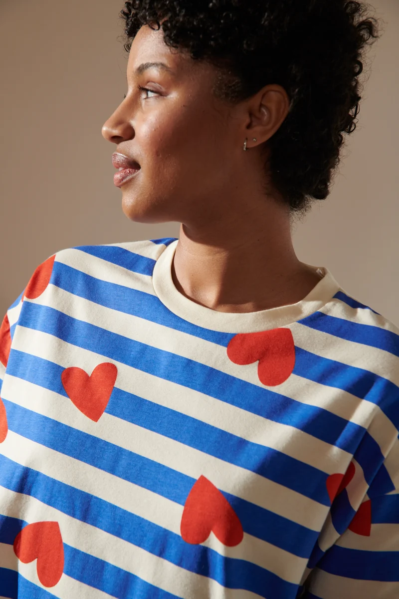 Pyjama Coton BIO - Marinière Coeurs