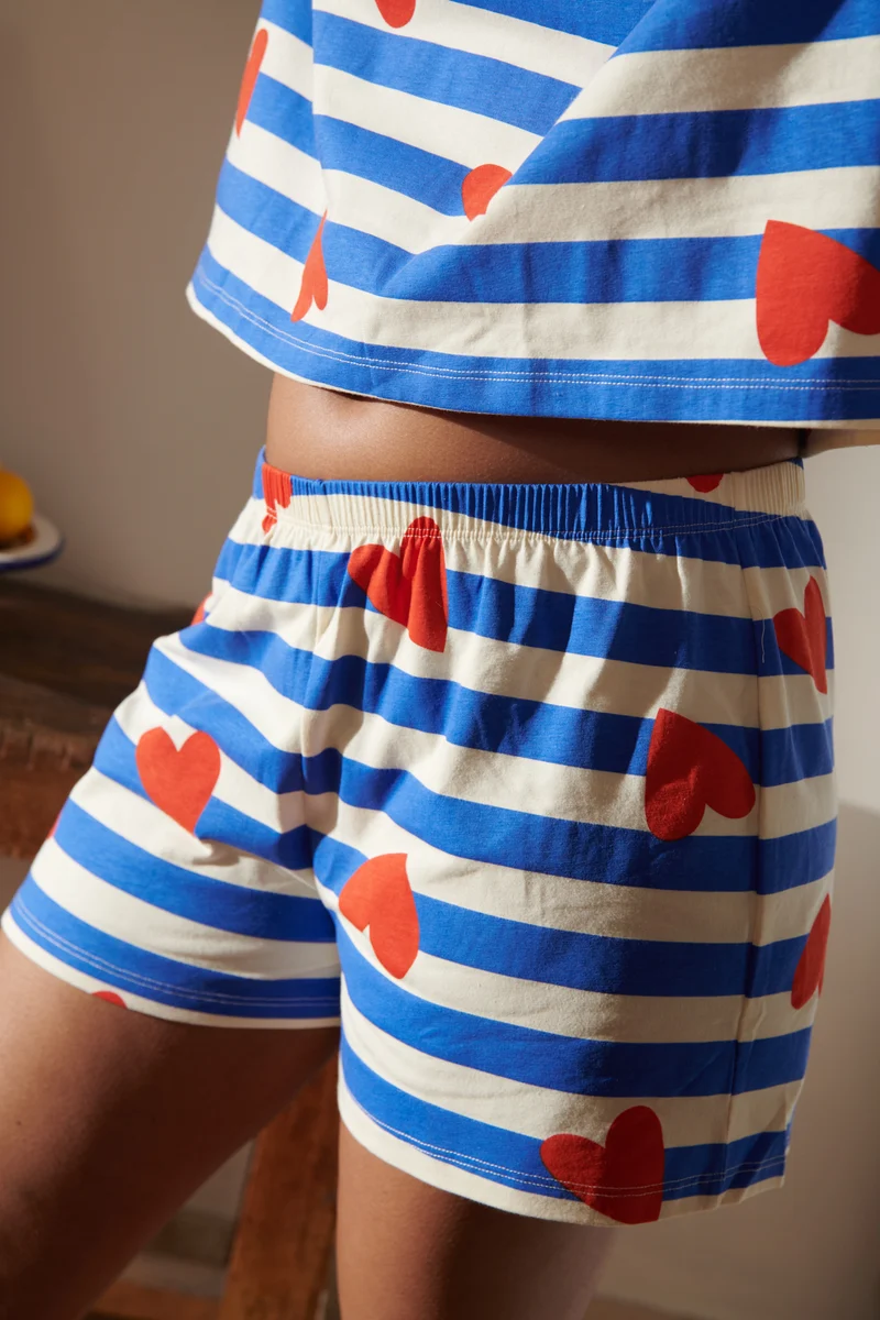 Pyjama Coton BIO - Marinière Coeurs