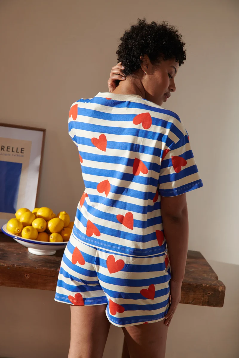 Pyjama Coton BIO - Marinière Coeurs