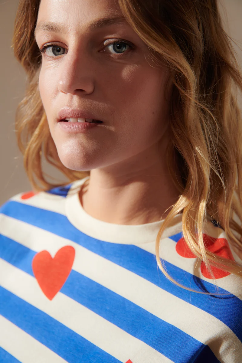 Pyjama Coton BIO - Marinière Coeurs