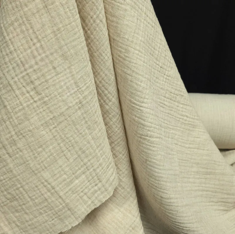 Tissu double gaze de coton et lin | Certifié OEKO-TEX® | Naturel