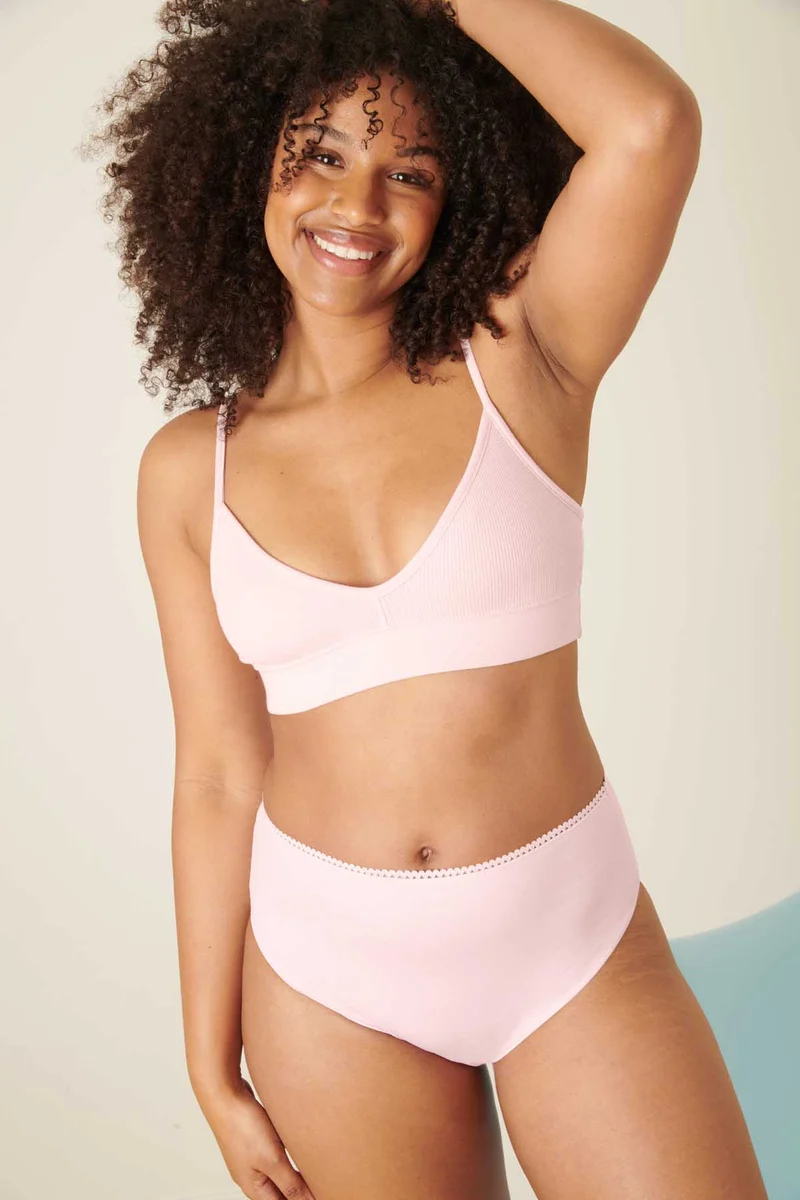 Culotte Taille Haute Coton BIO - Rose Blush