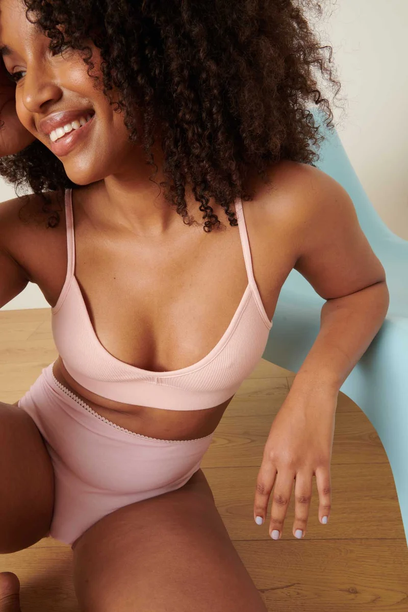 Culotte Taille Haute Coton BIO - Rose Blush