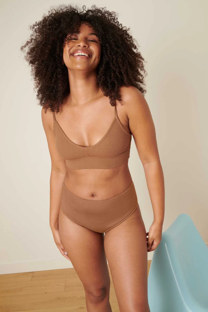 Culotte Taille Haute Coton BIO - Marron