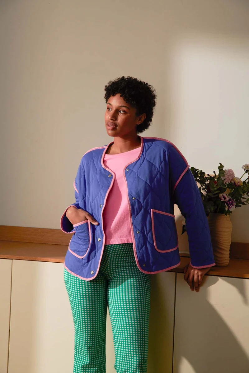 Pantalon Coton BIO Évasé - Vichy Vert