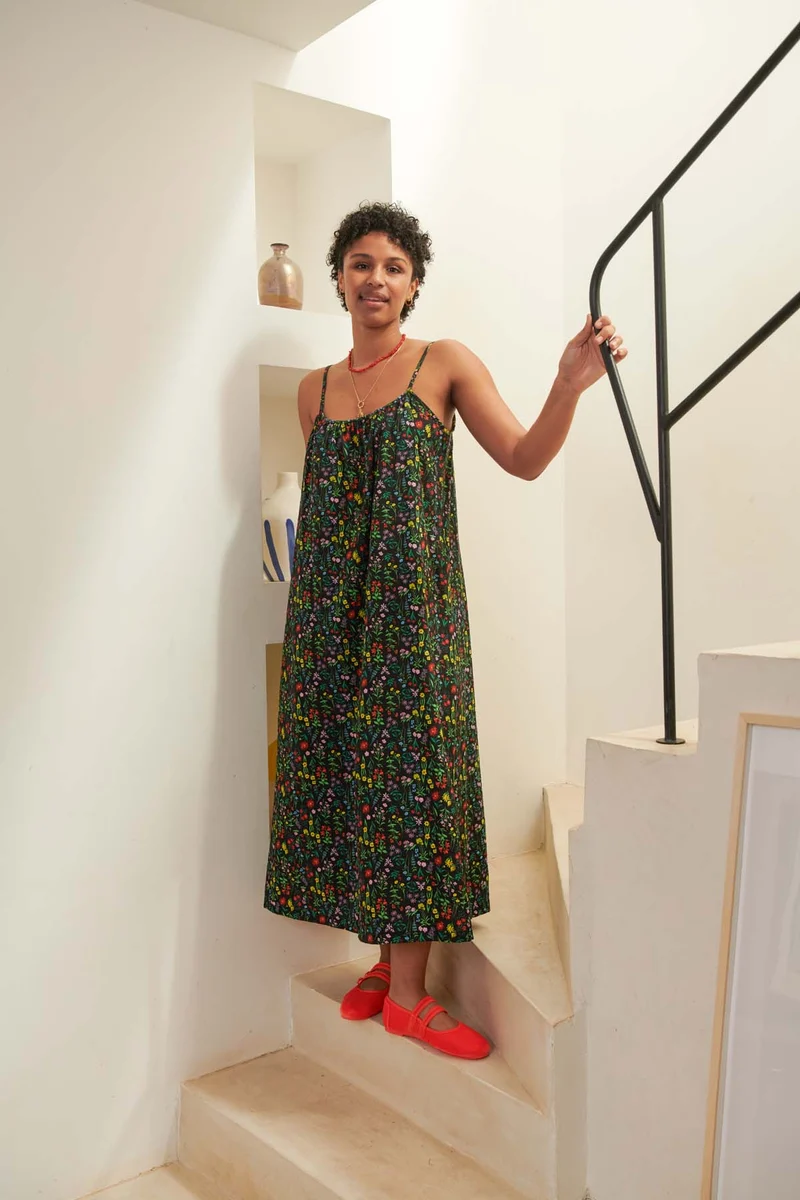 Robe Longue à Bretelles - Pampa Noir