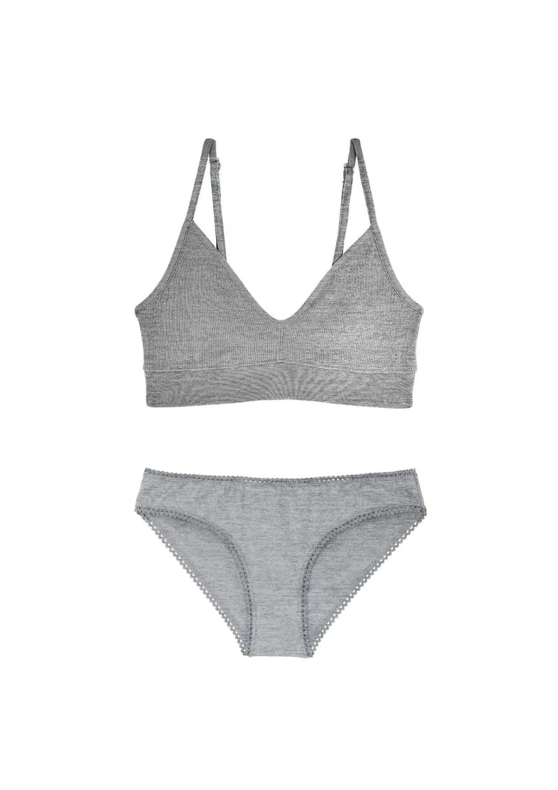 1 BRASSIÈRE + 1 CULOTTE - Gris Chiné