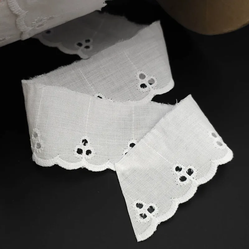 Galon décoratif de broderie anglaise | Blanc | 37 mm - 1 3/8''