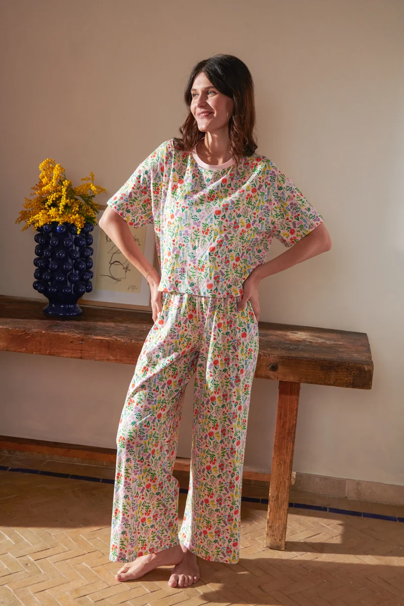 Pyjama Long Coton BIO - Pampa Rose