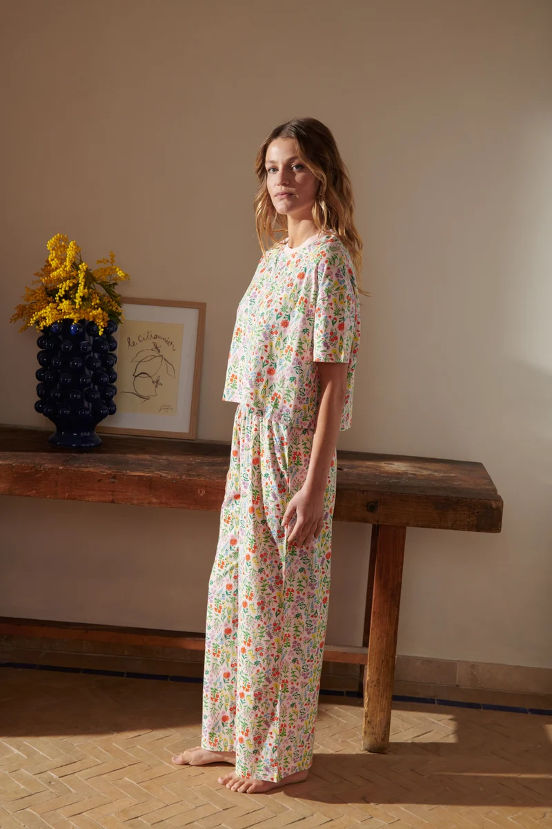 Pyjama Long Coton BIO - Pampa Rose